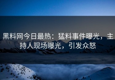 黑料网今日最热：猛料事件曝光，主持人现场曝光，引发众怒