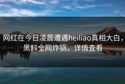 网红在今日凌晨遭遇heiliao真相大白，黑料全网炸锅，详情查看