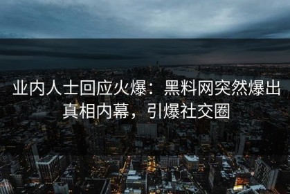 业内人士回应火爆：黑料网突然爆出真相内幕，引爆社交圈