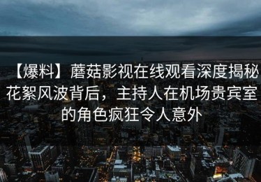 【爆料】蘑菇影视在线观看深度揭秘：花絮风波背后，主持人在机场贵宾室的角色疯狂令人意外