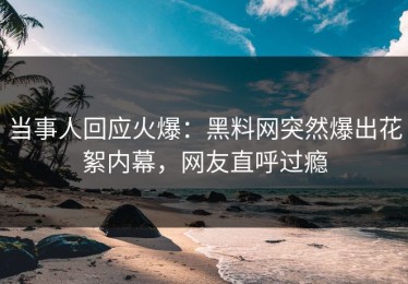 当事人回应火爆：黑料网突然爆出花絮内幕，网友直呼过瘾