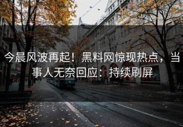 今晨风波再起！黑料网惊现热点，当事人无奈回应：持续刷屏