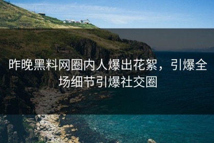 昨晚黑料网圈内人爆出花絮，引爆全场细节引爆社交圈