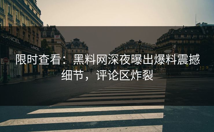 限时查看：黑料网深夜曝出爆料震撼细节，评论区炸裂