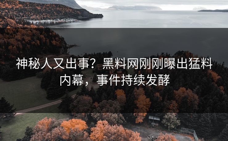 神秘人又出事？黑料网刚刚曝出猛料内幕，事件持续发酵