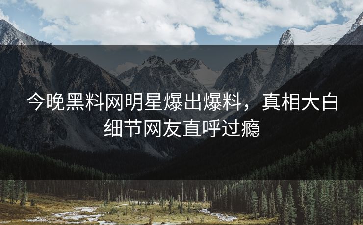 今晚黑料网明星爆出爆料，真相大白细节网友直呼过瘾