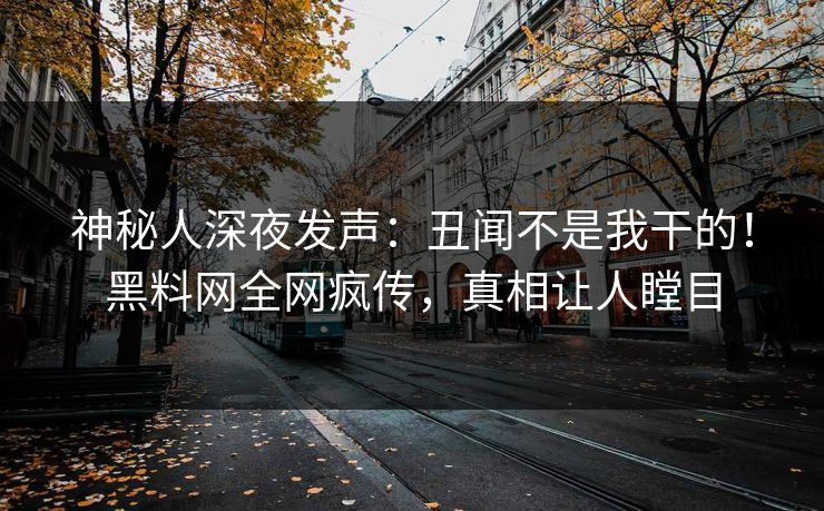 神秘人深夜发声：丑闻不是我干的！黑料网全网疯传，真相让人瞠目