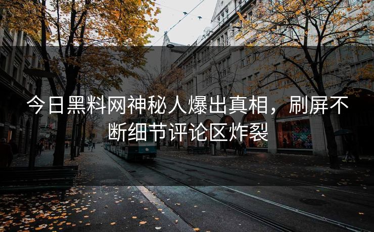今日黑料网神秘人爆出真相，刷屏不断细节评论区炸裂