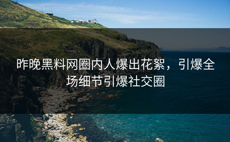 昨晚黑料网圈内人爆出花絮，引爆全场细节引爆社交圈