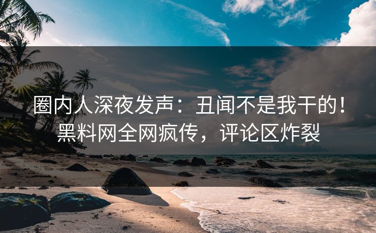 圈内人深夜发声：丑闻不是我干的！黑料网全网疯传，评论区炸裂