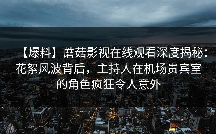 【爆料】蘑菇影视在线观看深度揭秘：花絮风波背后，主持人在机场贵宾室的角色疯狂令人意外