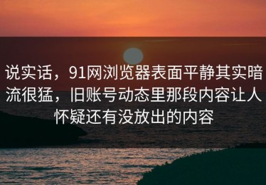 说实话，91网浏览器表面平静其实暗流很猛，旧账号动态里那段内容让人怀疑还有没放出的内容