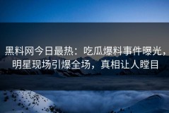 黑料网今日最热：吃瓜爆料事件曝光，明星现场引爆全场，真相让人瞠目