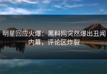 明星回应火爆：黑料网突然爆出丑闻内幕，评论区炸裂