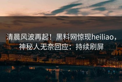 清晨风波再起！黑料网惊现heiliao，神秘人无奈回应：持续刷屏