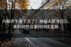 内幕终于有下文了！神秘人现身回应，黑料网热议事件持续发酵