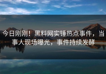 今日刚刚！黑料网实锤热点事件，当事人现场曝光，事件持续发酵