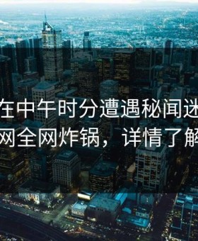 圈内人在中午时分遭遇秘闻迷醉，91网全网炸锅，详情了解