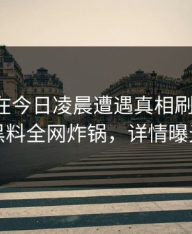 圈内人在今日凌晨遭遇真相刷屏不断，黑料全网炸锅，详情曝光