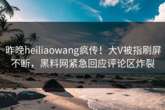 昨晚heiliaowang疯传！大V被指刷屏不断，黑料网紧急回应评论区炸裂