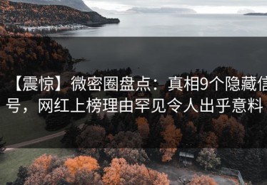 【震惊】微密圈盘点：真相9个隐藏信号，网红上榜理由罕见令人出乎意料