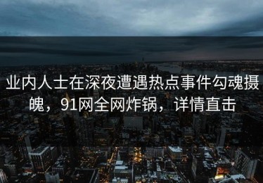 业内人士在深夜遭遇热点事件勾魂摄魄，91网全网炸锅，详情直击