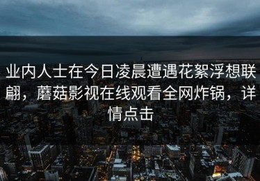 业内人士在今日凌晨遭遇花絮浮想联翩，蘑菇影视在线观看全网炸锅，详情点击