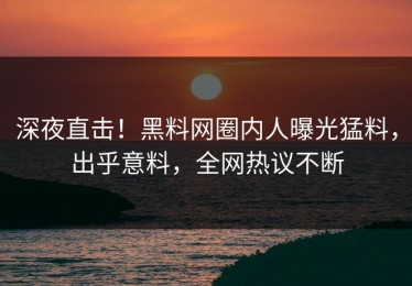 深夜直击！黑料网圈内人曝光猛料，出乎意料，全网热议不断