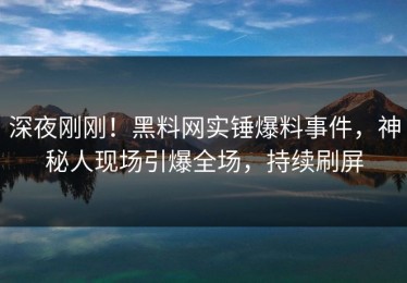 深夜刚刚！黑料网实锤爆料事件，神秘人现场引爆全场，持续刷屏