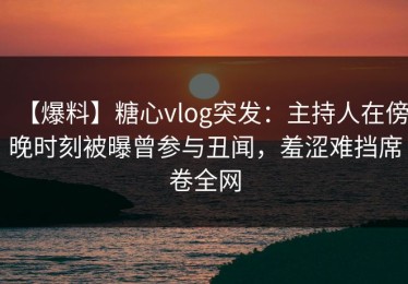 【爆料】糖心vlog突发：主持人在傍晚时刻被曝曾参与丑闻，羞涩难挡席卷全网