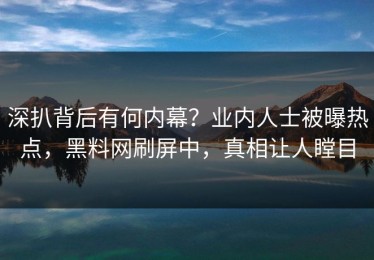 深扒背后有何内幕？业内人士被曝热点，黑料网刷屏中，真相让人瞠目
