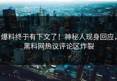 爆料终于有下文了！神秘人现身回应，黑料网热议评论区炸裂