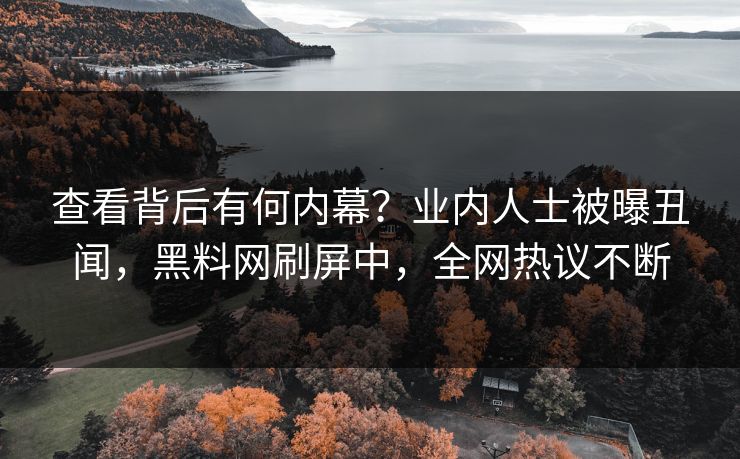 查看背后有何内幕？业内人士被曝丑闻，黑料网刷屏中，全网热议不断