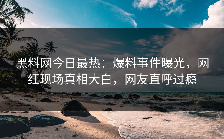 黑料网今日最热：爆料事件曝光，网红现场真相大白，网友直呼过瘾