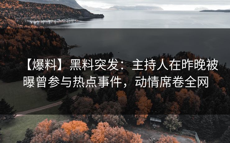 【爆料】黑料突发：主持人在昨晚被曝曾参与热点事件，动情席卷全网