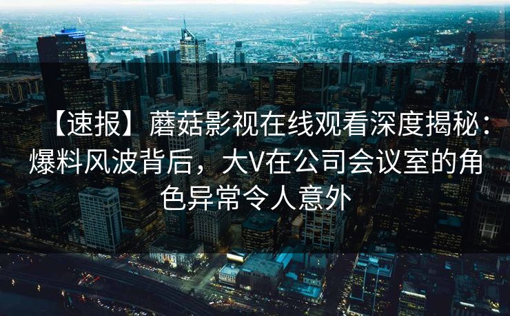 【速报】蘑菇影视在线观看深度揭秘:爆料风波背后,大V在公司会议室的角色异常令人意外 【速报】蘑菇影视在线观看深度揭秘:爆料风波背后,大V在公司会议室的角色异常令人意外