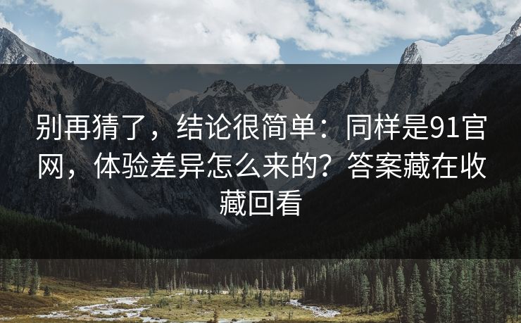 别再猜了，结论很简单：同样是91官网，体验差异怎么来的？答案藏在收藏回看
